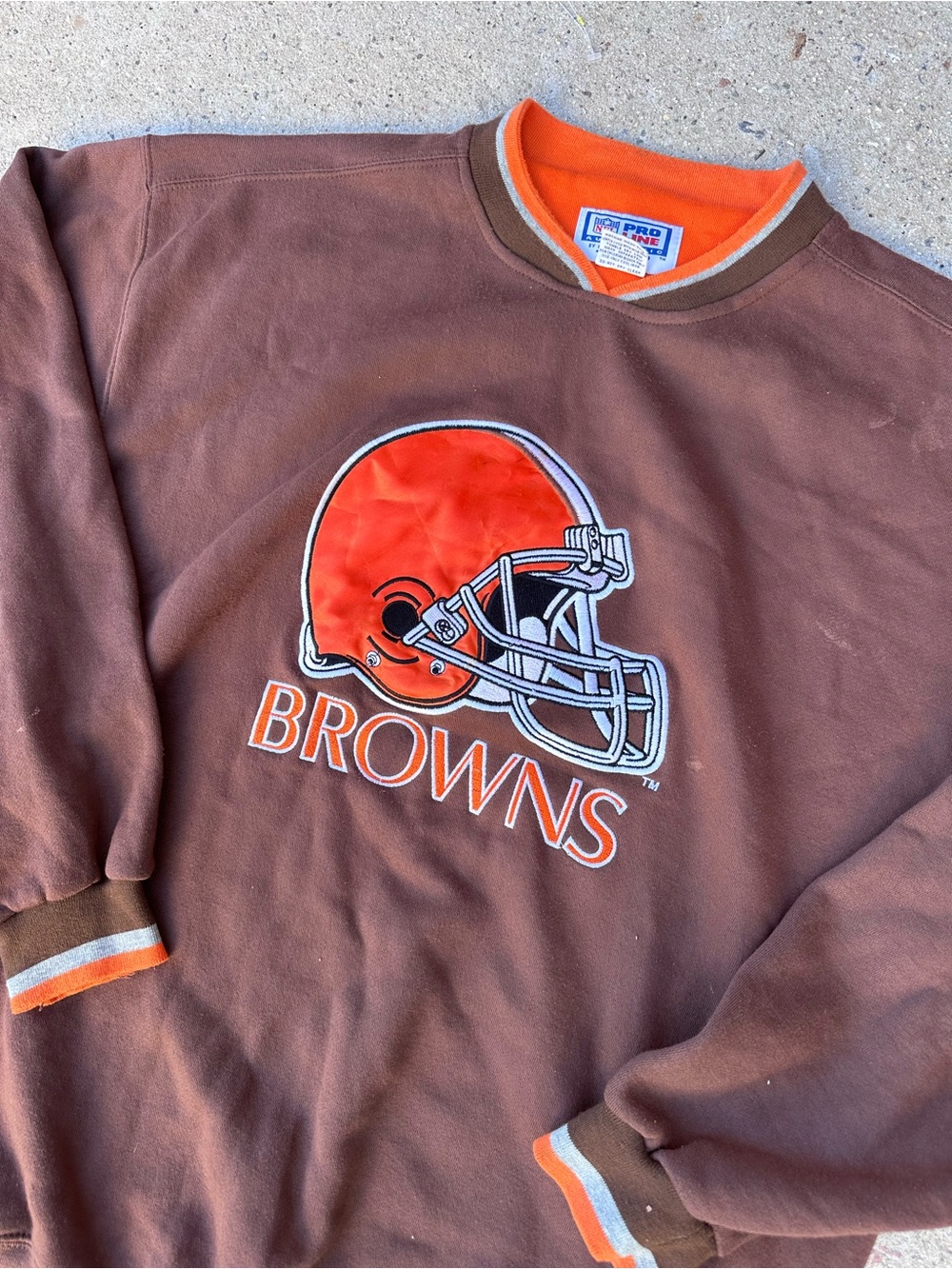 Vintage 90s Starter Pro Line Cleveland Browns Sweatshirt Mens XL Crewneck Brown - Picture 2 of 12